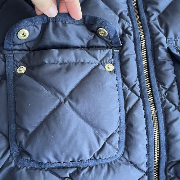 J. Crew‎ Womens Down Fill Puff Quilted Vest XS Navy Blue Full Zip Pockets Preppy - Picture 13 of 14